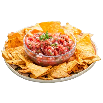 Chips and red chili salsa